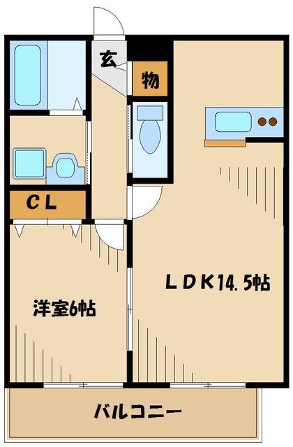 テラスオークフォレスト(1LDK/1階)の間取り写真
