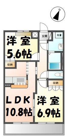 グローリアスハイム(2LDK/2階)の間取り写真