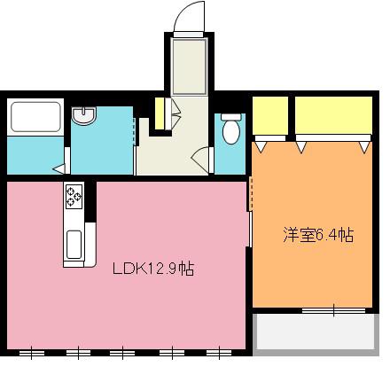 ラベイユB棟(1LDK/2階)の間取り写真