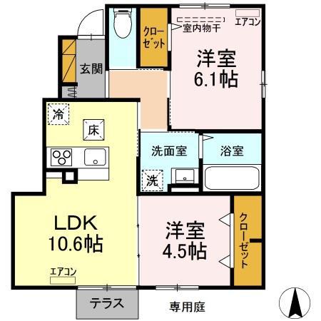 THE PARK FRONT(2LDK/1階)の間取り写真