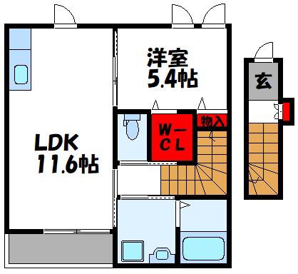 グランベルコート(1LDK/2階)の間取り写真