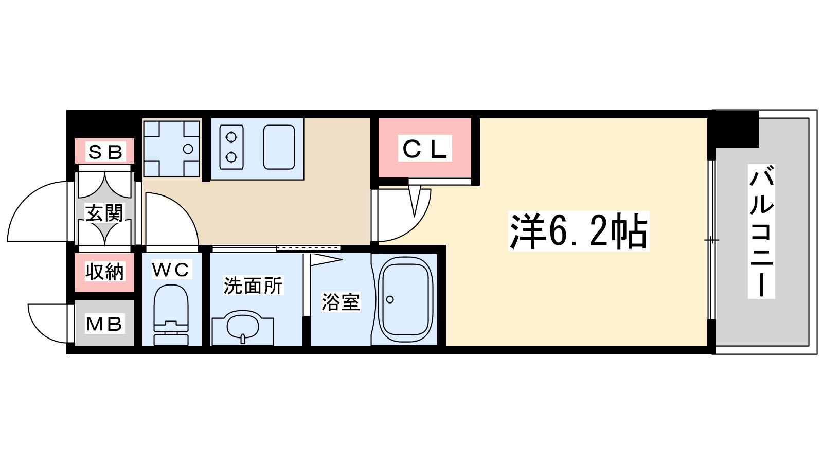 エステムコート新大阪13ニスタ(1K/2階)の間取り写真