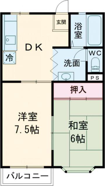 豊橋鉄道東田本線 前畑駅 徒歩8分 2階建 築36年(2DK/1階)の間取り写真