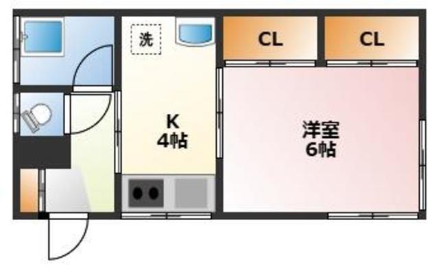 ラテール岡沢町II(1K/2階)の間取り写真