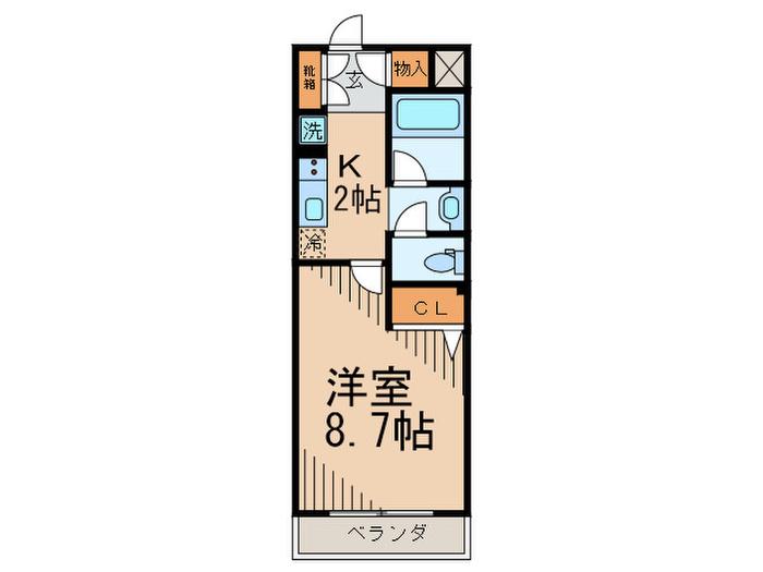 ベルヴェント瀬田(1K/3階)の間取り写真