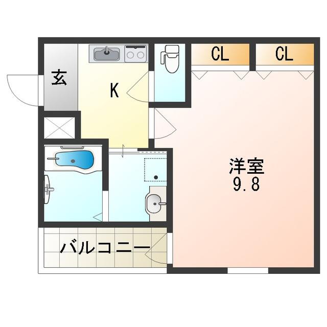 フジパレス平野南III番館(1K/1階)の間取り写真