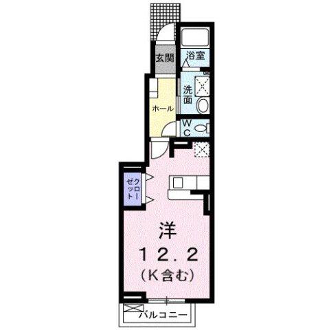 ミッテ・クラール 1KT(ワンルーム/1階)の間取り写真