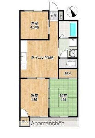メロディハイム周船寺(3DK/1階)の間取り写真