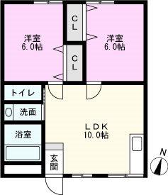 ハイカム21C(2LDK/1階)の間取り写真