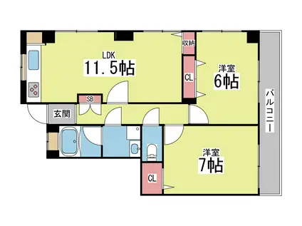 オーシャンビュー赤坂(2LDK/3階)の間取り写真
