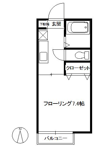 デルニエA棟(1K/2階)の間取り写真