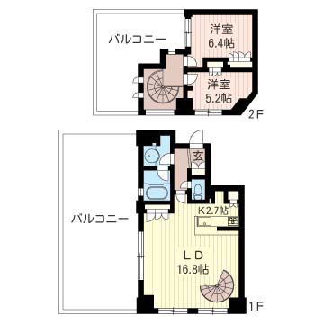 エスティメゾン北新宿(2LDK/9階)の間取り写真