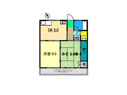 山岡マンション(2DK/3階)の間取り写真