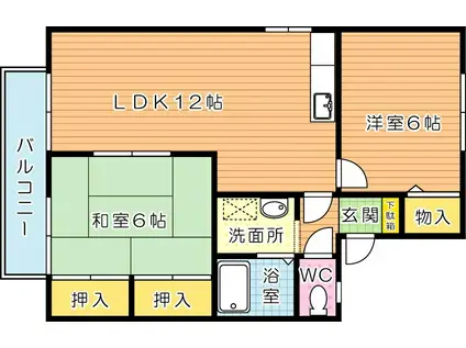 ウィステリア高須II B棟(2LDK/2階)の間取り写真