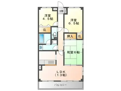 レジデンス若松(3LDK/3階)の間取り写真