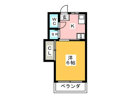 ラポール中原(1K/2階)の間取り写真