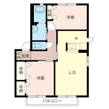 シャーメゾンまほろばII(2LDK/1階)の間取り写真