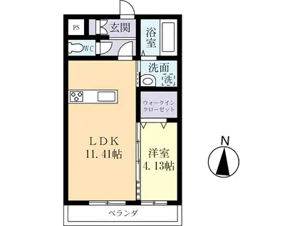 エーリおおつ野(1LDK/2階)の間取り写真