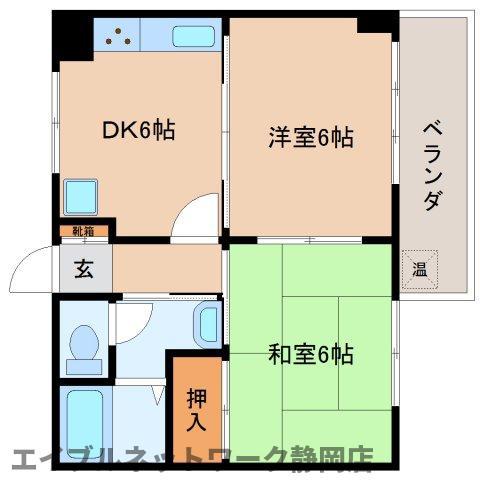 ケントコート三番町(2DK/3階)の間取り写真