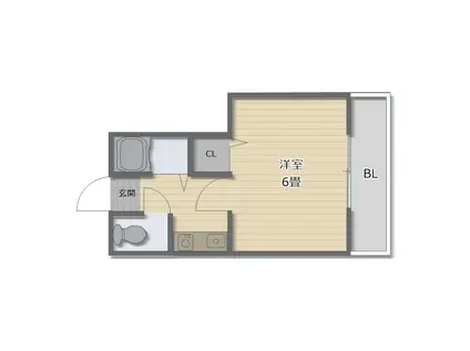 シャトル市大前(1K/3階)の間取り写真