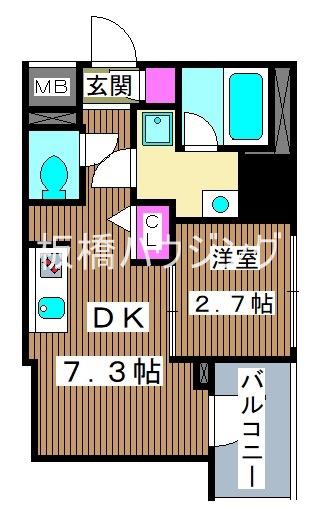 スパシエ新板橋(1DK/8階)の間取り写真