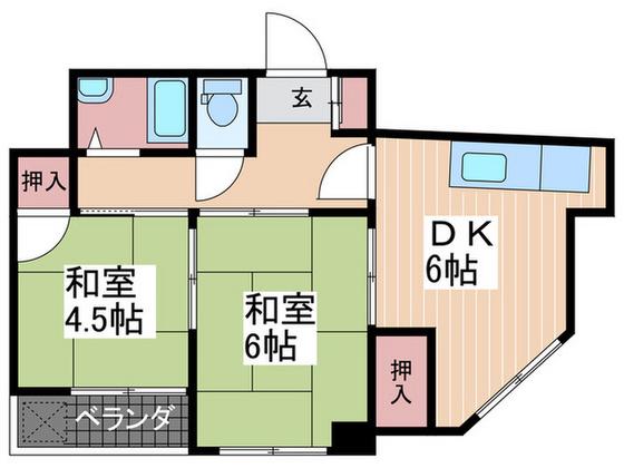 第2内藤ビル(2DK/4階)の間取り写真
