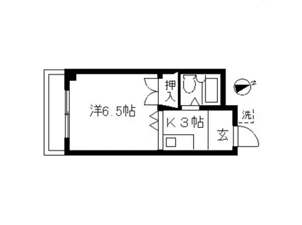 第三オモテハイツ(1K/1階)の間取り写真