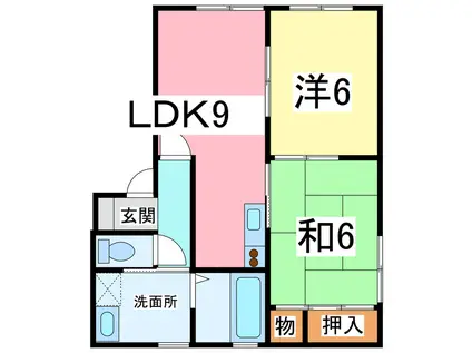 モンピエス(2LDK/1階)の間取り写真