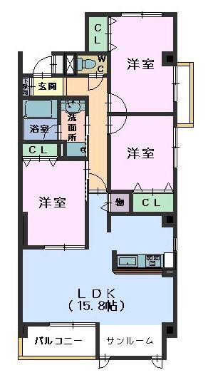 コルティーレ マルフク(3LDK/1階)の間取り写真