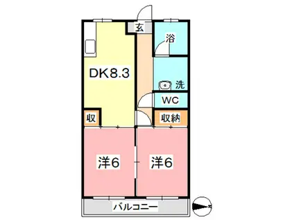 大建アーバンハイツ(2DK/4階)の間取り写真