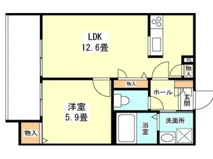 HERITAGE八雲(1LDK/1階)の間取り写真