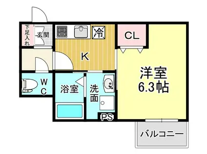 コーポMANTA道(1K/1階)の間取り写真