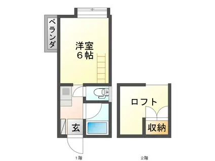 サンパレスII番館(1K/2階)の間取り写真