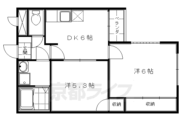 グレース菱屋I(2DK/2階)の間取り写真