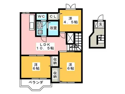 ＪＲ東海道本線 岐阜駅 バス乗車時間：37分 最寄りバス停で下車 徒歩5分 2階建 築24年(3LDK/2階)の間取り写真