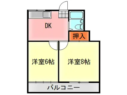 高勢ハイツII(2DK/1階)の間取り写真