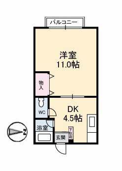 アクティブ竹原(1DK/1階)の間取り写真