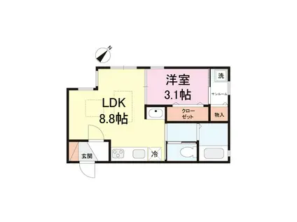 メモワール坂井東(1LDK/2階)の間取り写真