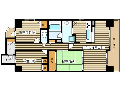 レジディア都島II(3LDK/2階)の間取り写真