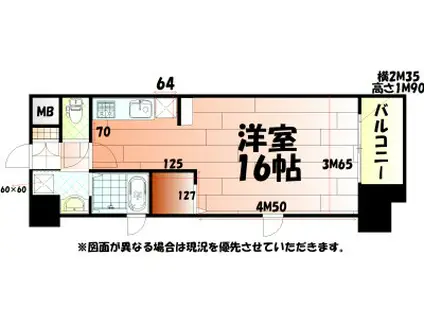 アクシオ三萩野II(ワンルーム/8階)の間取り写真