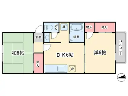 セジュール奥田(2DK/2階)の間取り写真
