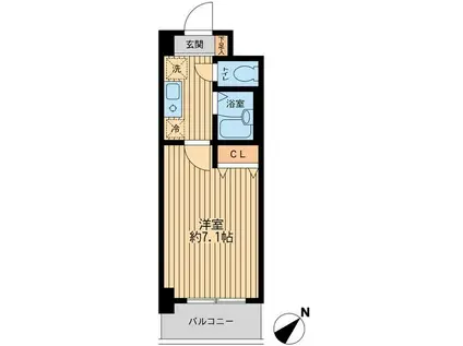 レジディア浦安Ⅱ(1K/3階)の間取り写真