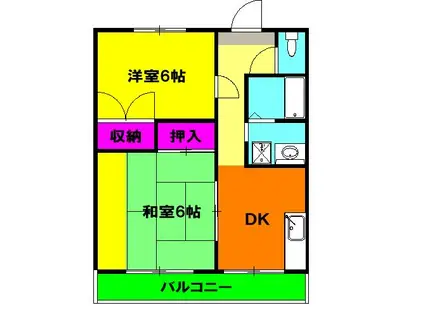 エステート富士(2DK/1階)の間取り写真
