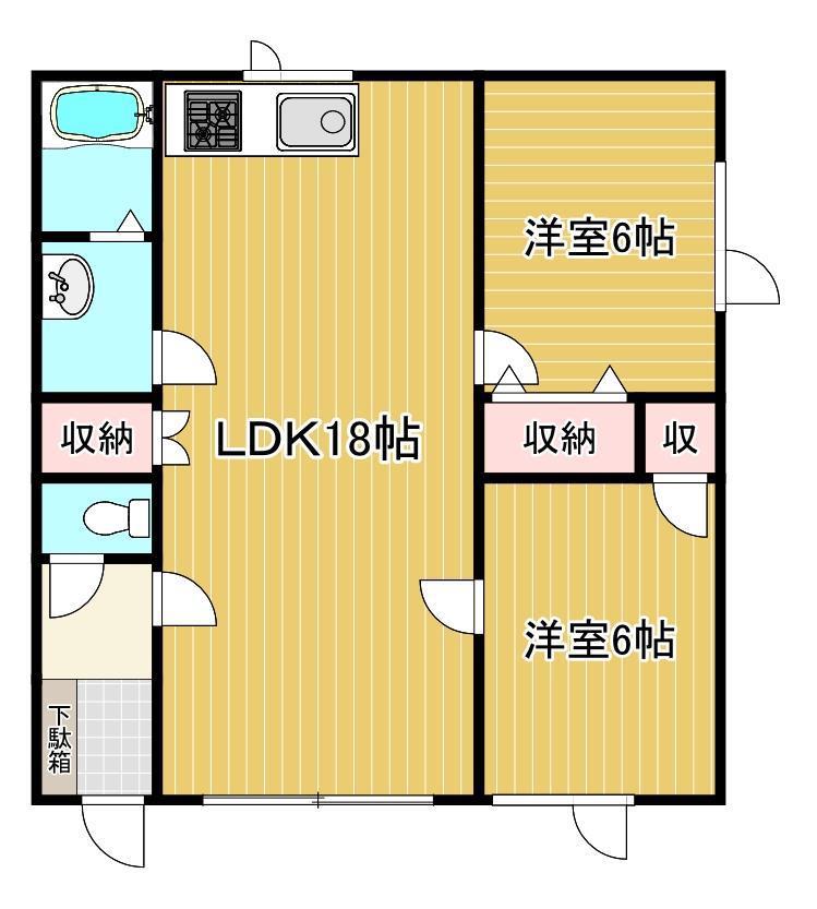 MINE GOLD(2LDK/1階)の間取り写真
