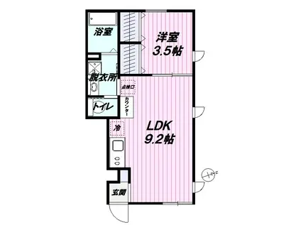 AROUNDYOU行徳(1LDK/1階)の間取り写真