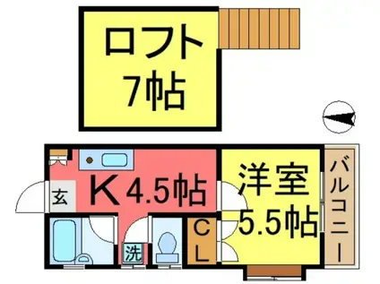 西新小岩コスモハイツ(1K/1階)の間取り写真