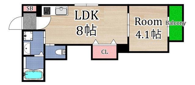 F ASECIA 城北公園通(1LDK/2階)の間取り写真