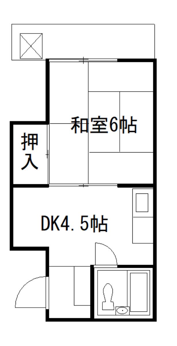 大島ビル(1DK/2階)の間取り写真