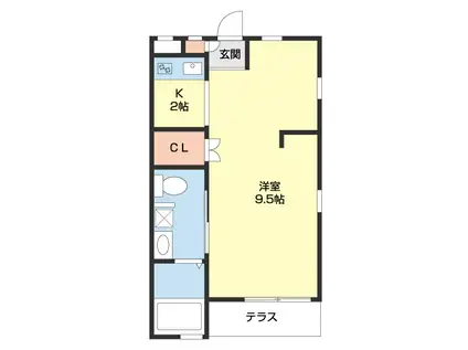 夢フォー・ラ園部(1K/1階)の間取り写真