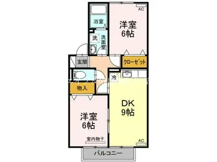 ECO-レジデンスモア C棟(2DK/2階)の間取り写真